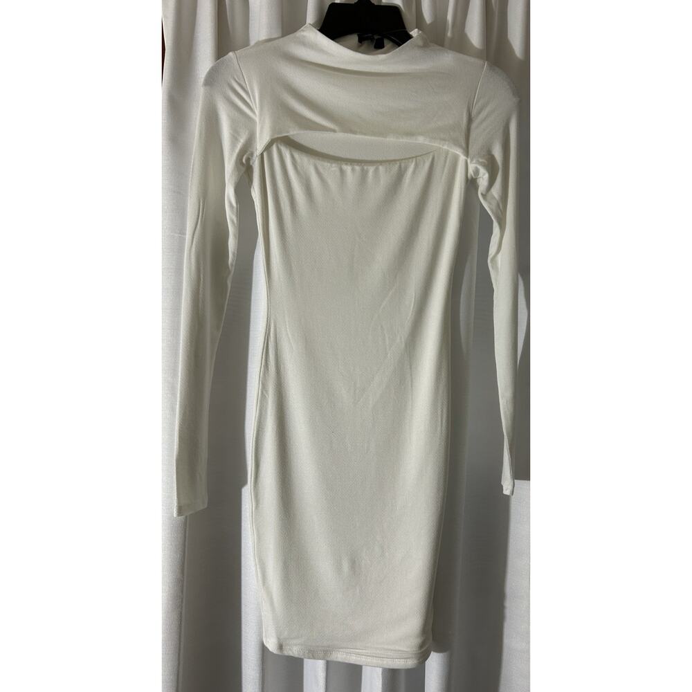 Naked Wardrobe NWT Women's Long Sleeve Bodycon Mini Dress Ivory Size XS - Picture 2 of 5